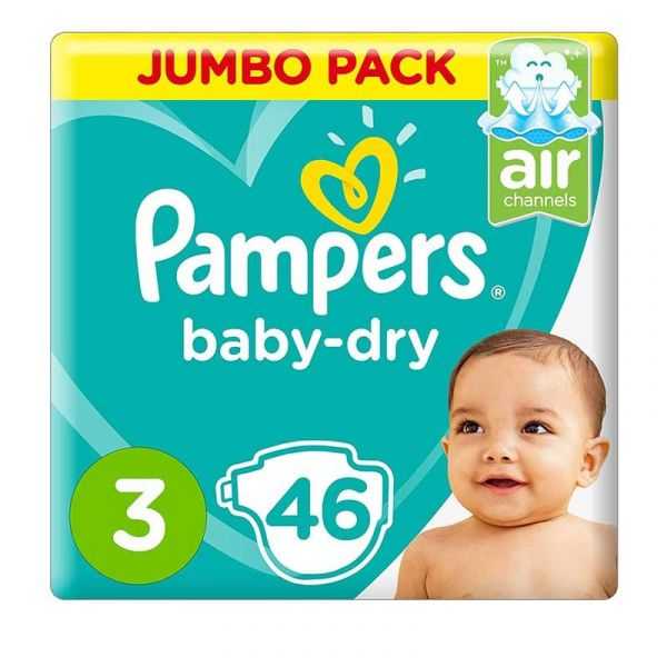 Pampers Dry Diapers, Size 3, 46 Count x3