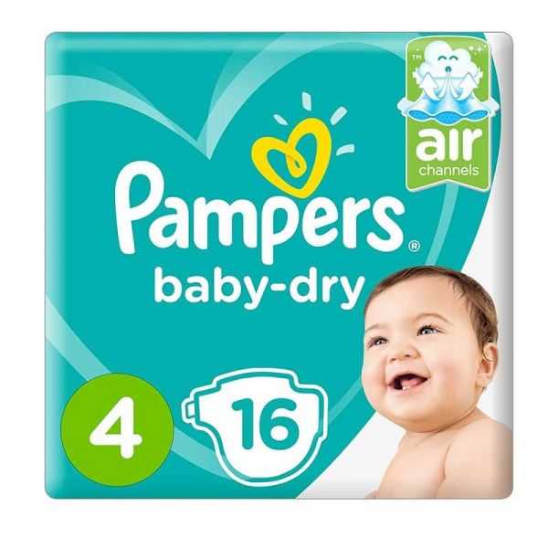 Pampers Baby-Dry Diapers Size 4, Count 16 x6