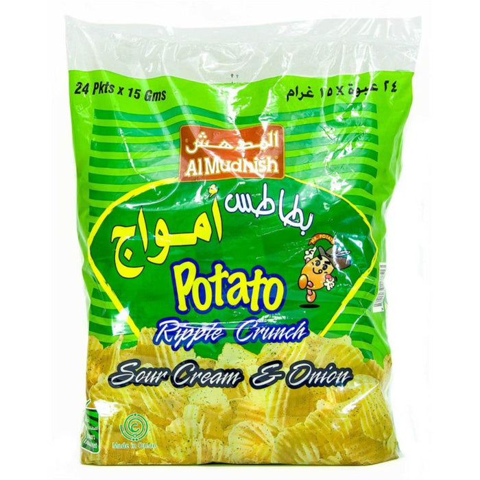 Al Mudhish Potato Ripple Crunch Sour Cream And Onion 48 x 15g