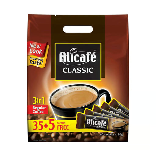 AliCafe 3 In 1 Classic Regular Coffee, 40 Sachets x 20g