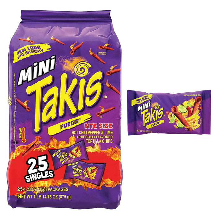 Barcel Mini Takis Fuego Corn Snacks Hot Chilli Pepper & Lime 25 x 35g